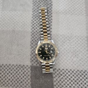 Rolex Two-Tone Watch with Black Dial